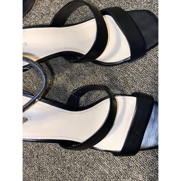 Botkier New York Black Leather Lorri Two Band Ankle Strap Sandals Heels Size 9 - Picture 4 of 16